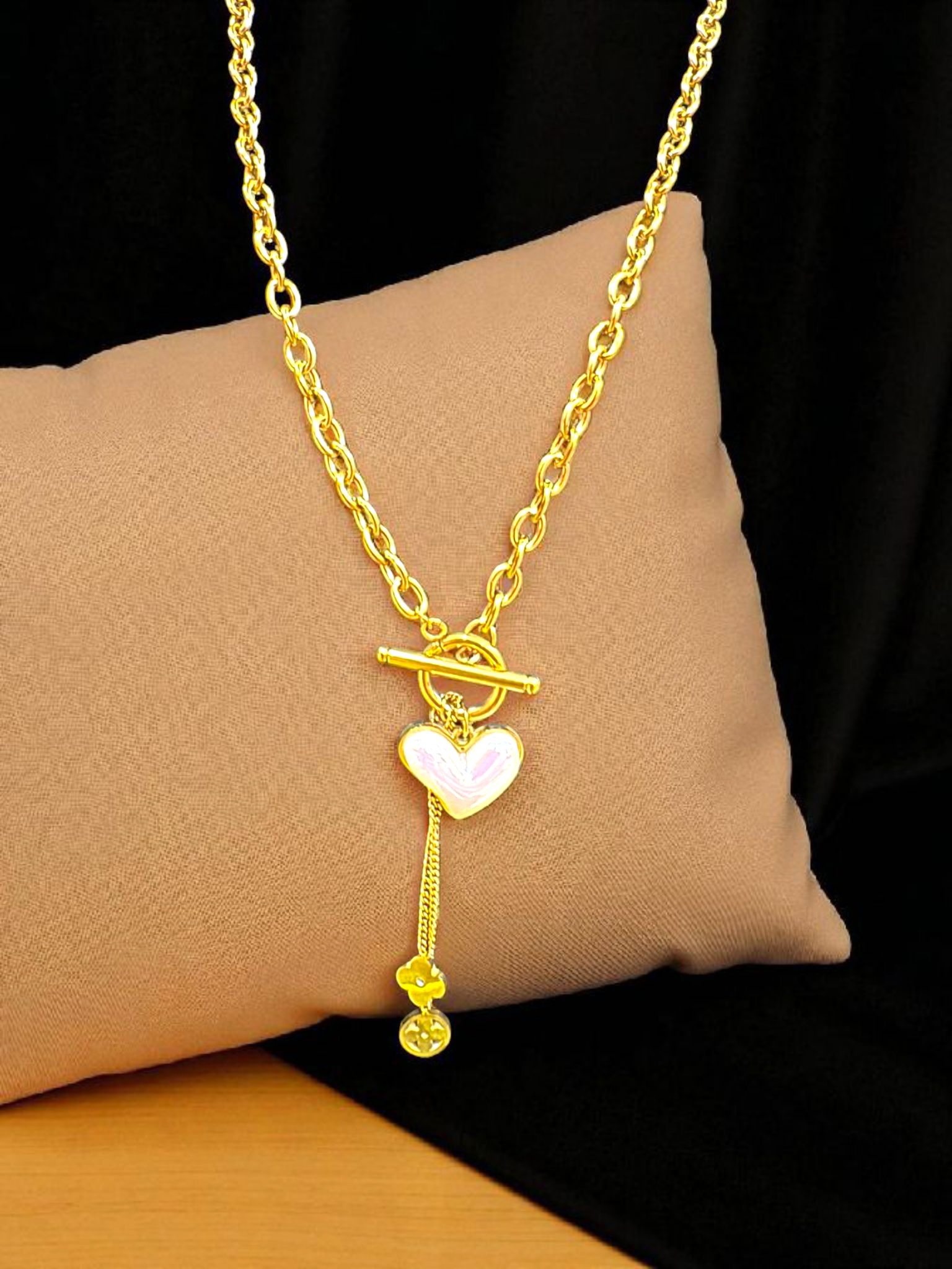 Blushing Heart Charm Necklace