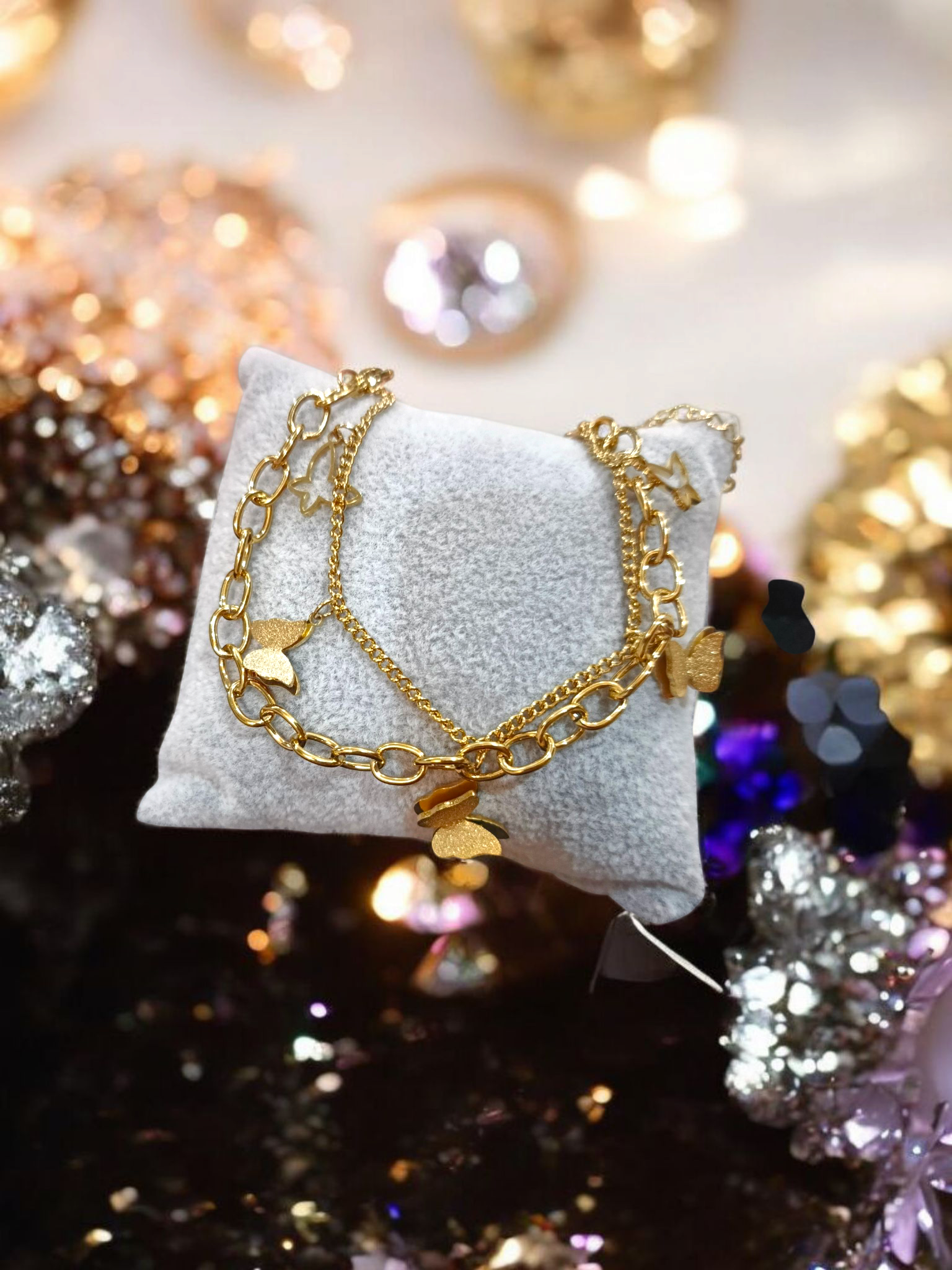 double chain butterfly bracelet 080