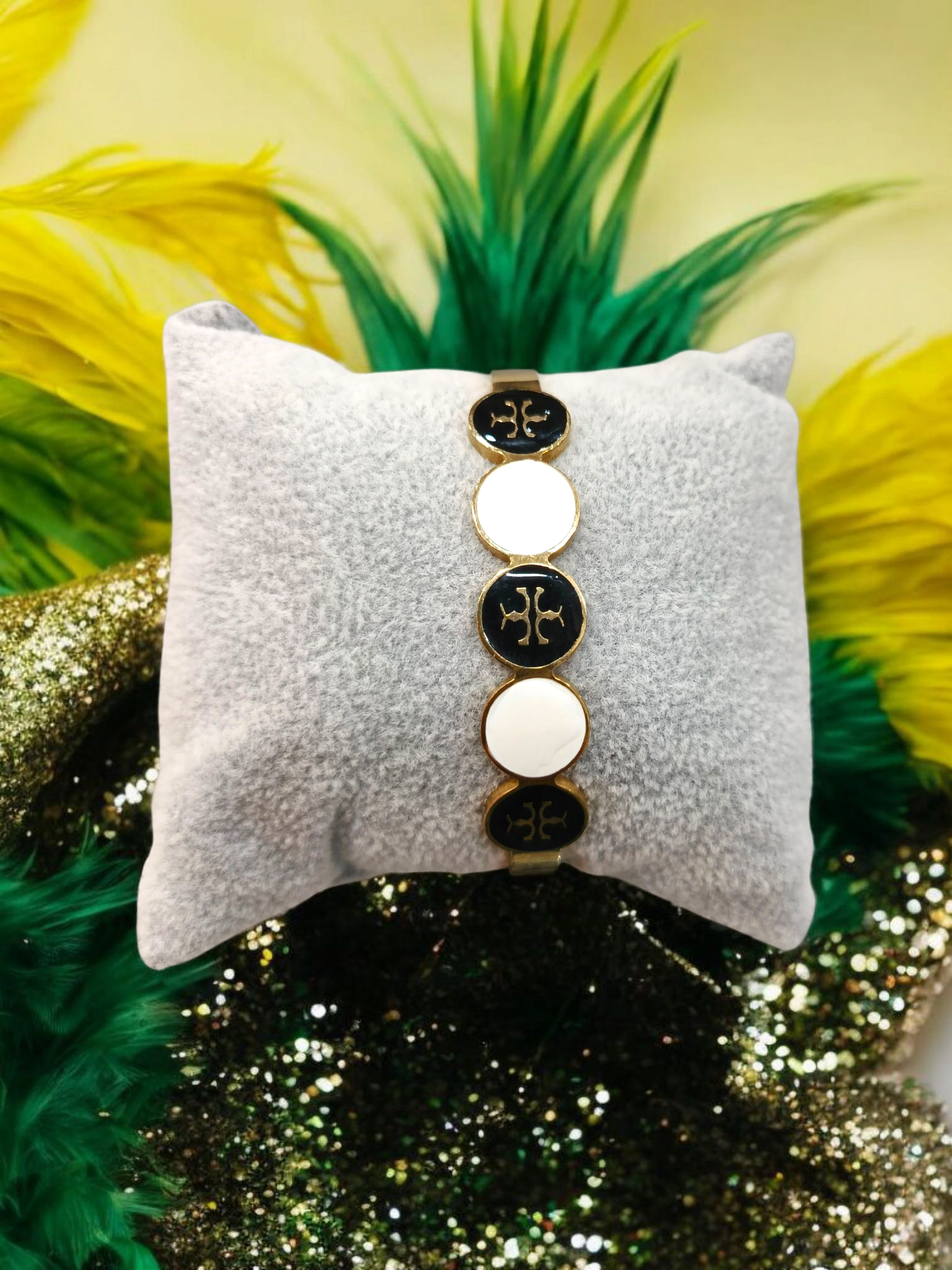 Black white moon cuff bracelet 031