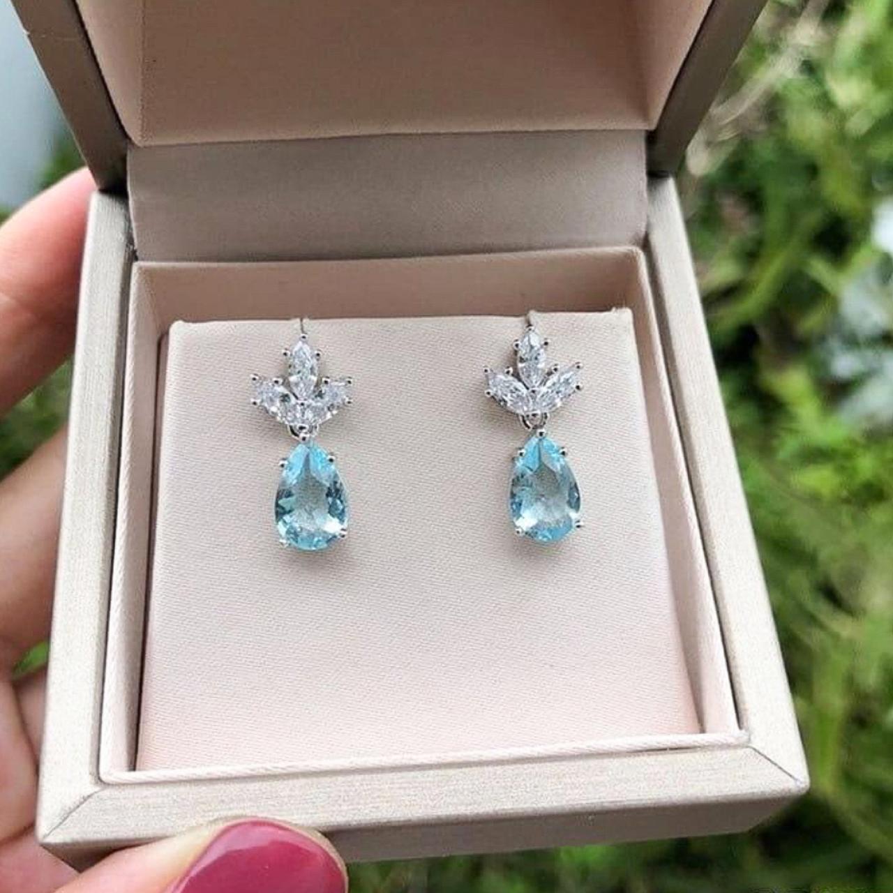 Aqua Pear Earring